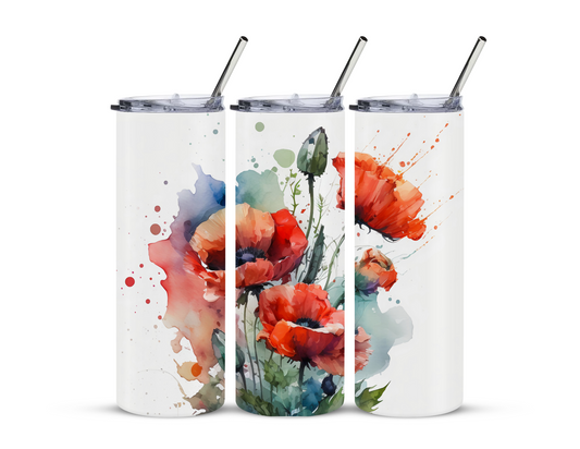 Water Colour Poppies Tumbler