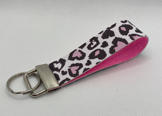 4" Pink & Black Leopard Print Keychain