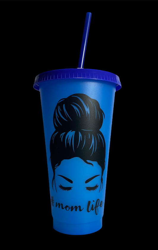 #Mom Life - Messy Bun Colour Changing Tumbler